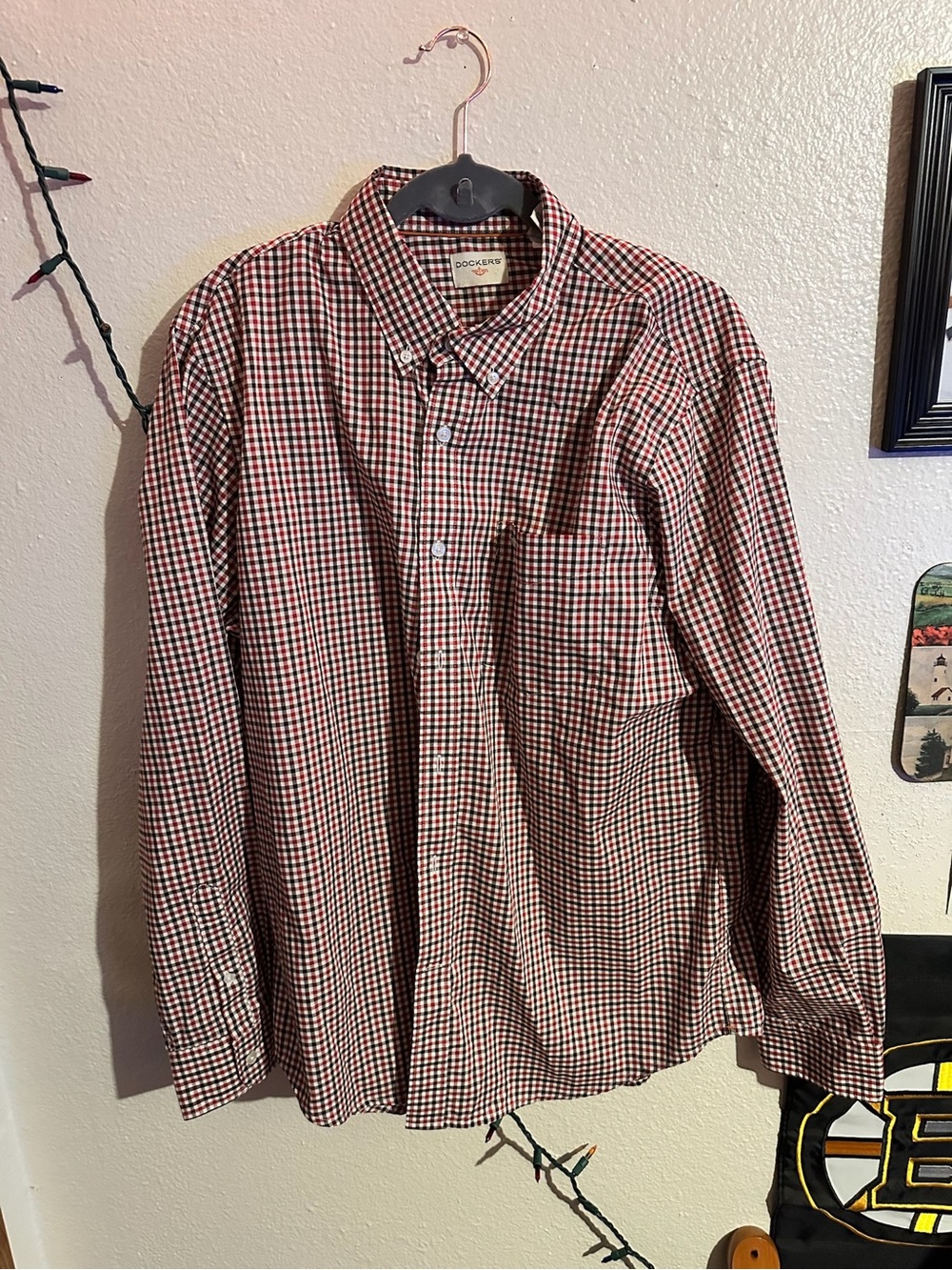 Dockers Men’s Red & White Check Button-Down Shirt